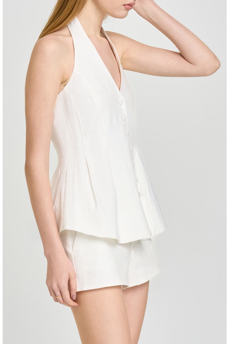 Paloma Button-Up Peplum Halter Top, Alternate, color, IVORY