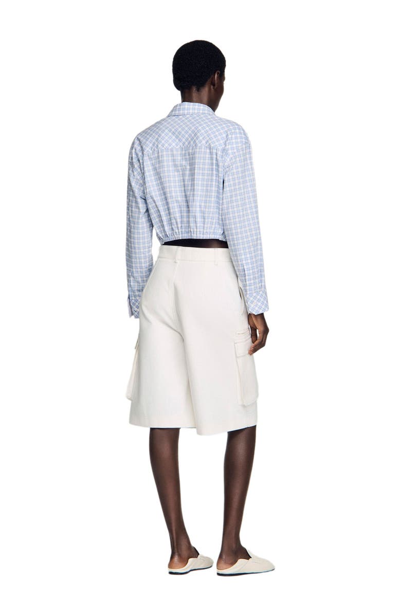 SANDRO Wide-leg cotton Bermuda shorts, Alternate, color, White