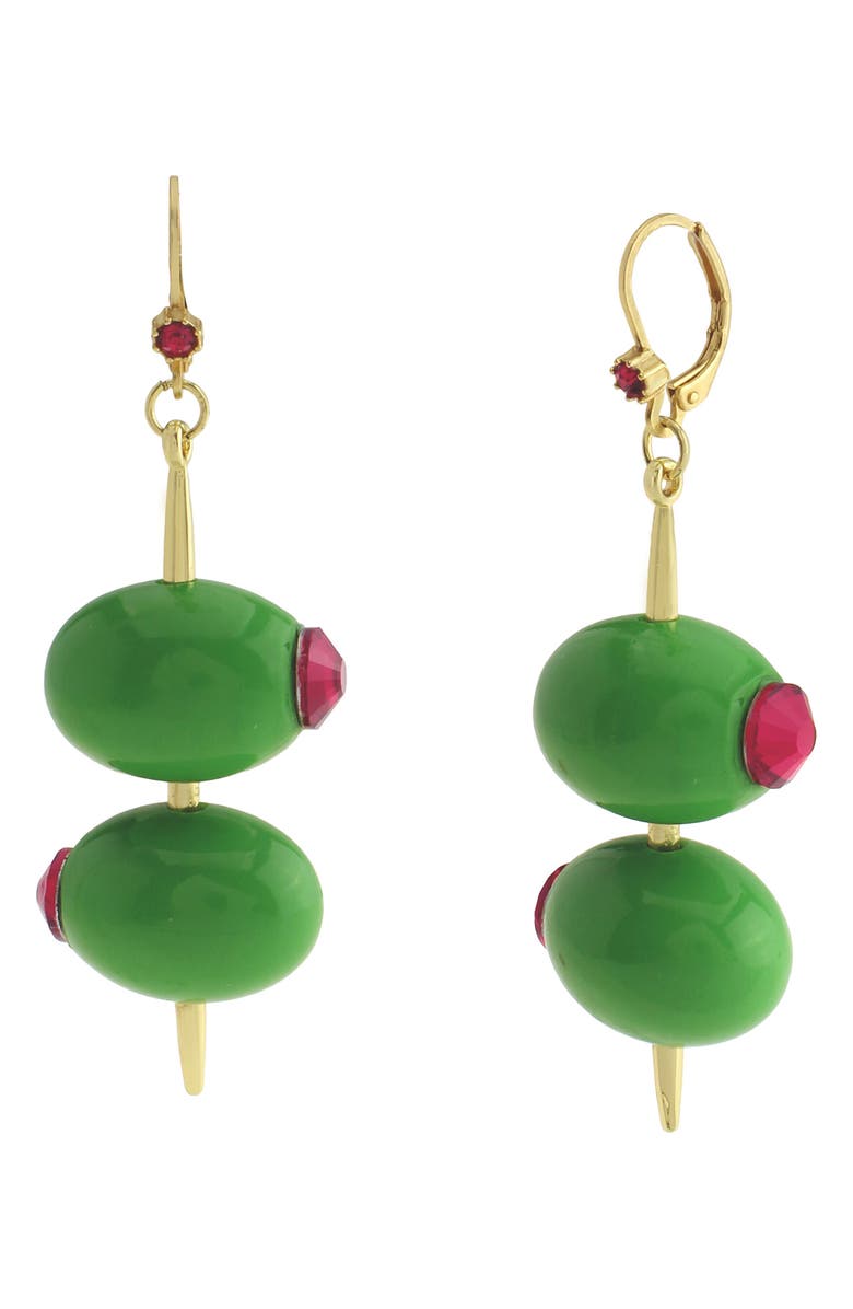 Betsey Johnson Olive Leverback Earrings, Main, color, Green