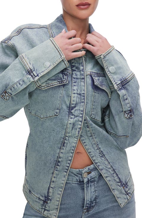 Half-Snap Denim Trucker Jacket