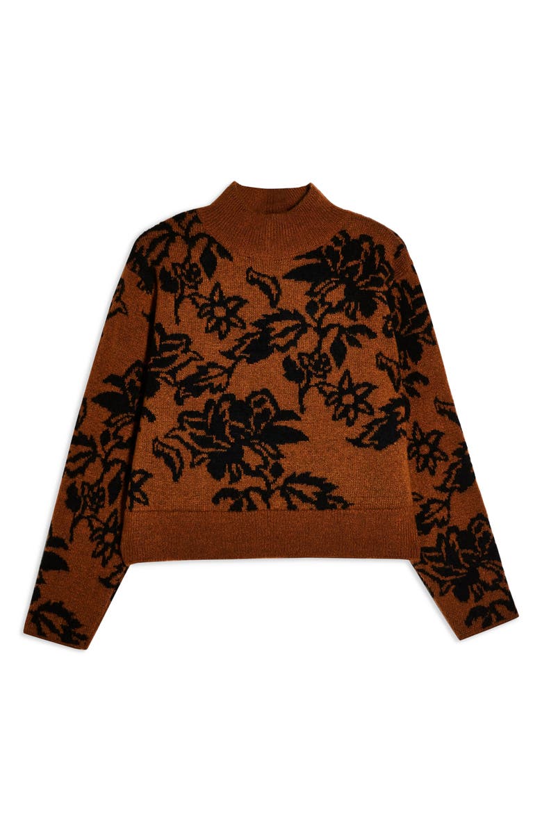 Topshop Floral Jacquard Sweater, Alternate, color,