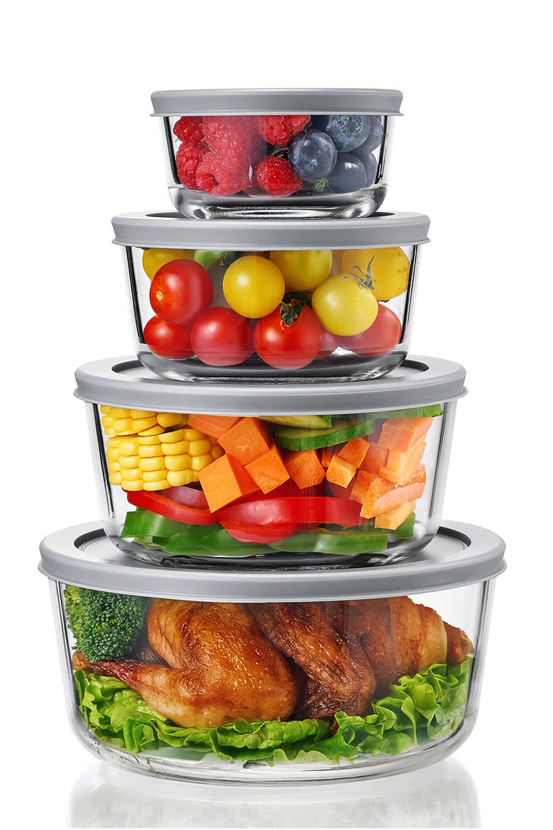 Set of 4 Glass Food Storage Containers, Alternate, color, NO COLOR