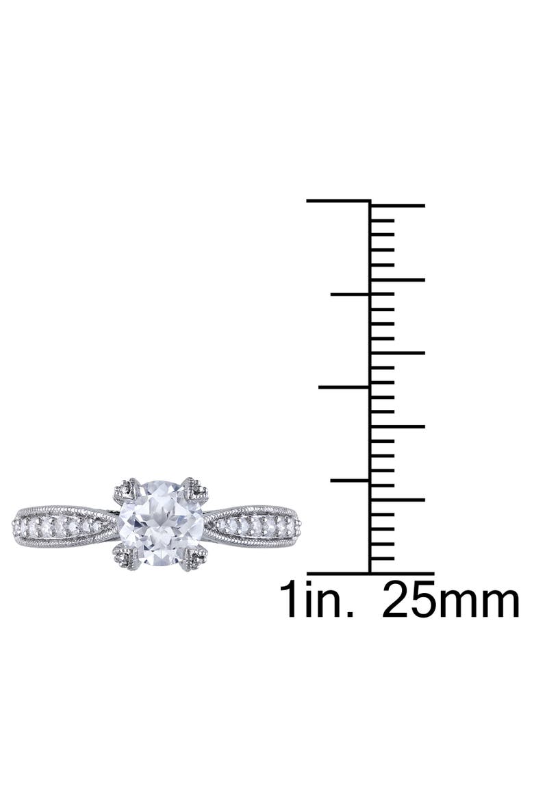 Created White Sapphire & Diamond Engagement Ring, Alternate, color, Sterling Silver
