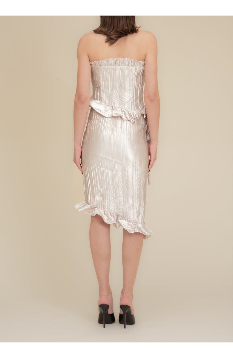 Contessa Mills Le Fay Raw-Edged Pleated Satin Ruffle Dress, Alternate, color, Champagne