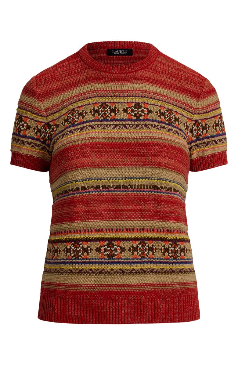 Lauren Ralph Lauren Geo Stripe Short Sleeve Sweater, Alternate, color, 
