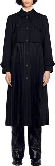 SANDRO Pleated trench coat | Nordstrom
