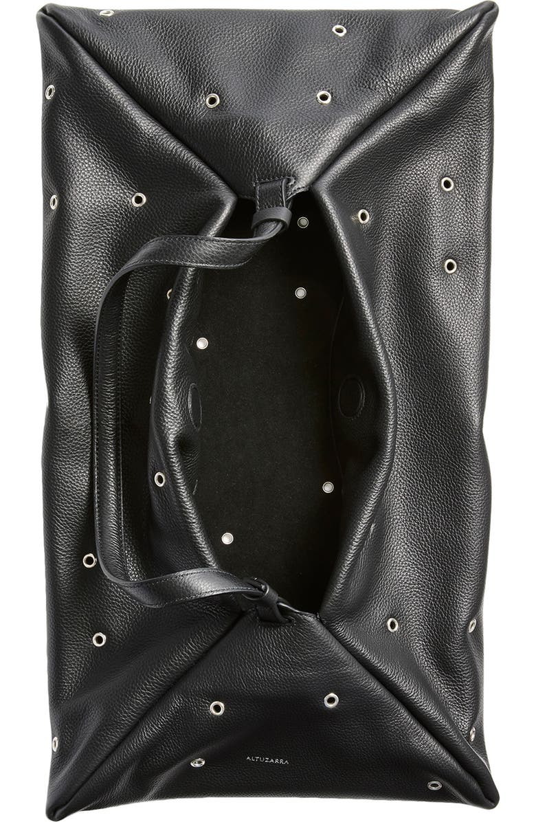 Altuzarra Origami Grommet Studded Leather East/West Bag, Alternate, color, 381001 Black/ Silver