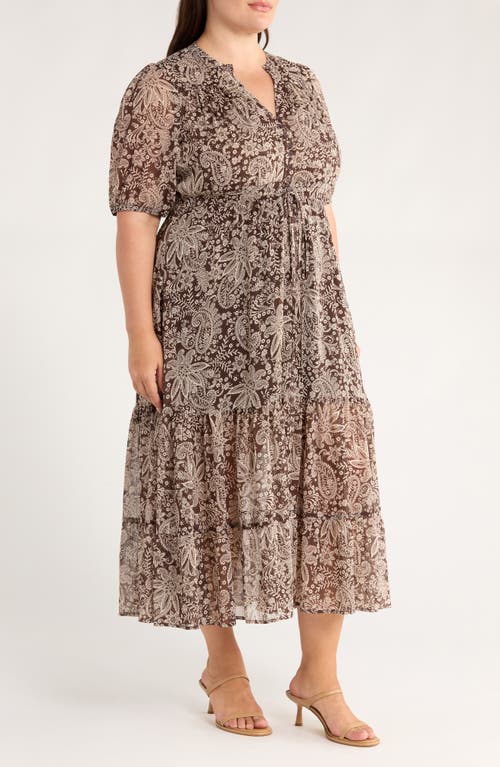 Gibsonlook Kira Print Drawstring Maxi Dress In Brown