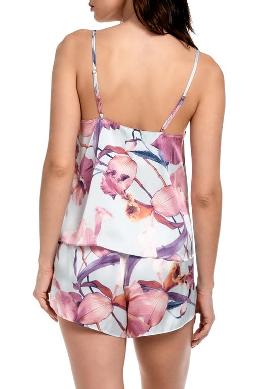Midnight Bakery Haven Print Satin Camisole & Tap Pants Pajamas In Blue