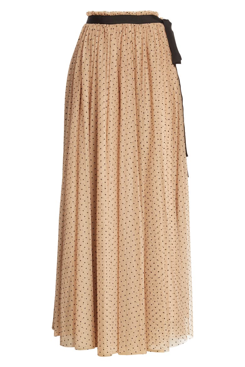 Poppy Dot Flocked Tulle Skirt, Alternate, color, NUDE/ BLACK DOT