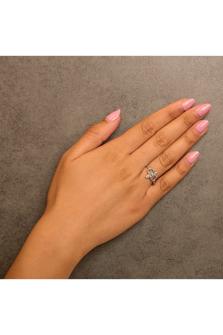 14K Yellow Gold Plated .925 Sterling Silver 1/4 Cttw Diamond Fleur-de-Lis Ring, Alternate, color, Yellow Gold over Silver