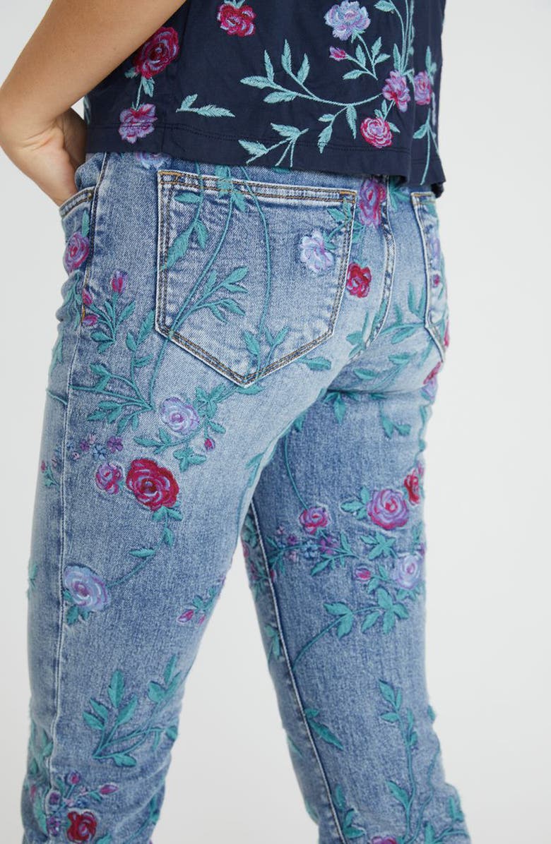 Driftwood Kelly x Bold Blossoms Embroidered Bootcut Jeans, Alternate, color, 