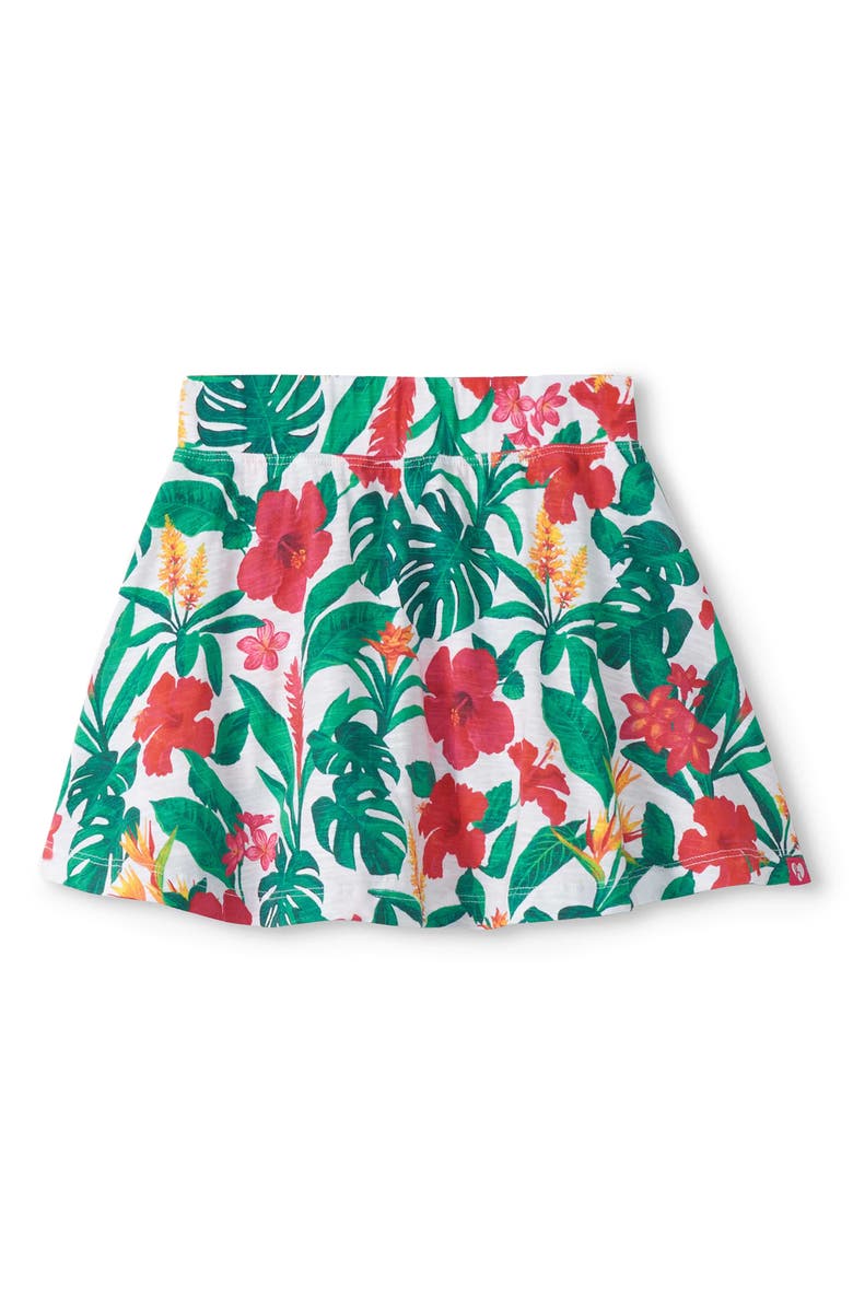 Hatley Kids' Tropical Floral Print Cotton Skort, Main, color, White