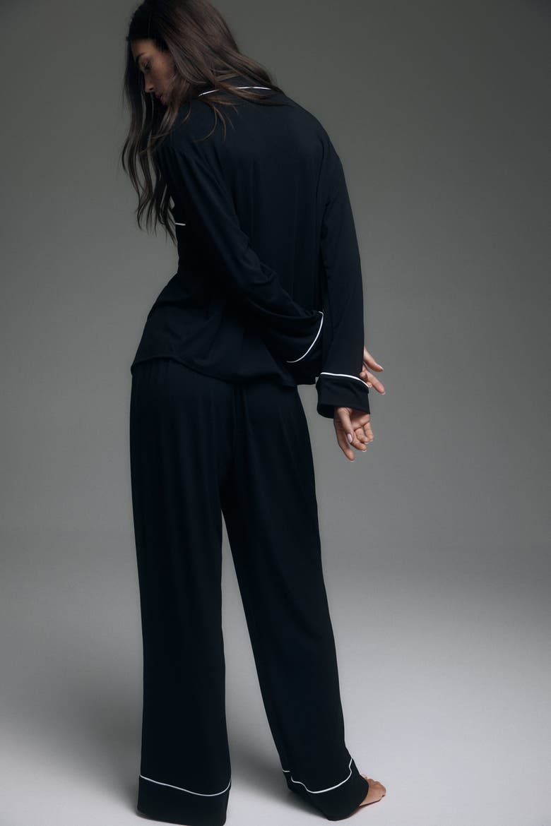 Viscose-blend Pyjamas, Alternate, color, Black