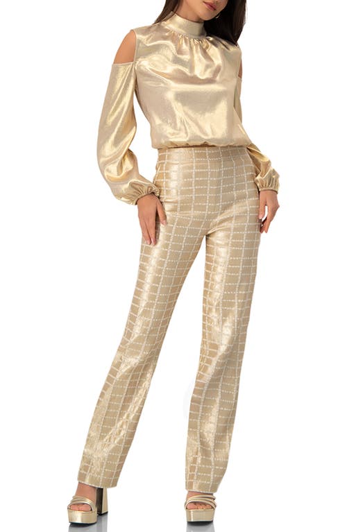 Ivonne Cold-shoulder Blouse With Back Bow In Gold