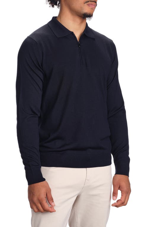 Studio Garnet Los Angeles Lightweight Merino Wool Quarter Zip Sweater In Blue