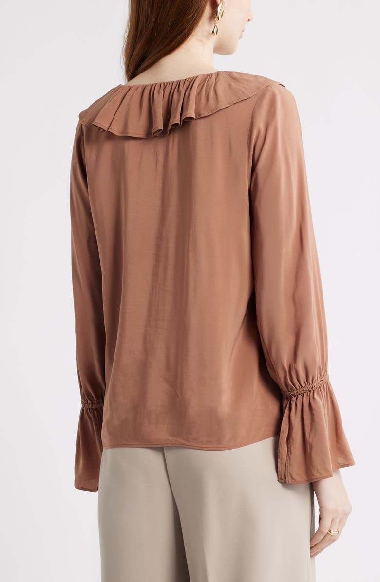 Nordstrom Ruffle Front Top, Alternate, color, Brown Nut