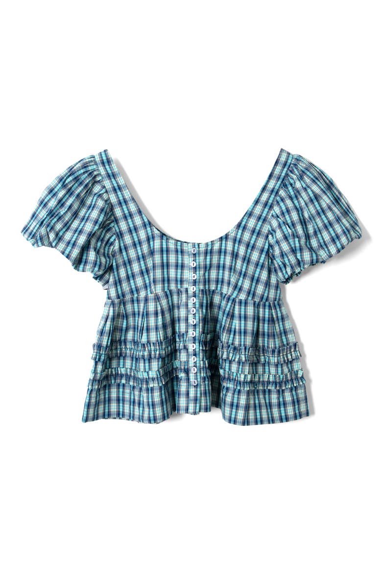 Summer Joy Plaid Organic Cotton Top, Alternate, color, BLUE