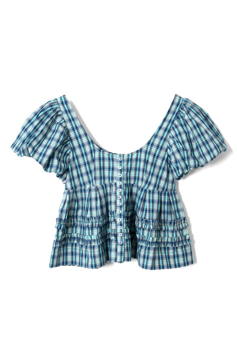 Damson Madder Summer Joy Plaid Organic Cotton Top, Alternate, color, Blue