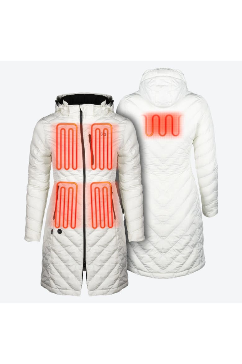 Meridian Long Heated Puffer Jacket, Alternate, color, Cream