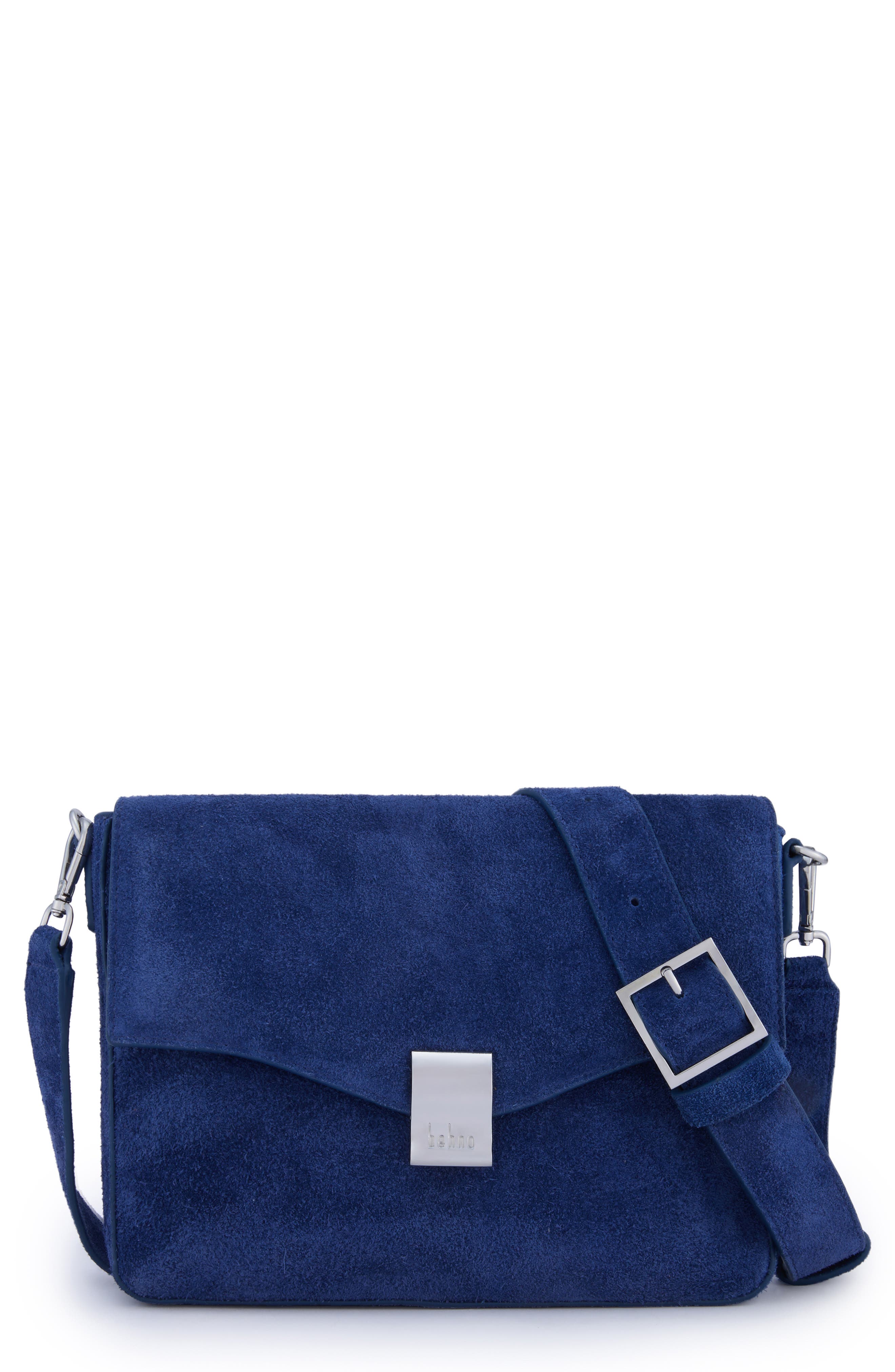 Slouchy Suede Flap Crossbody Bag, Main, color, WATER