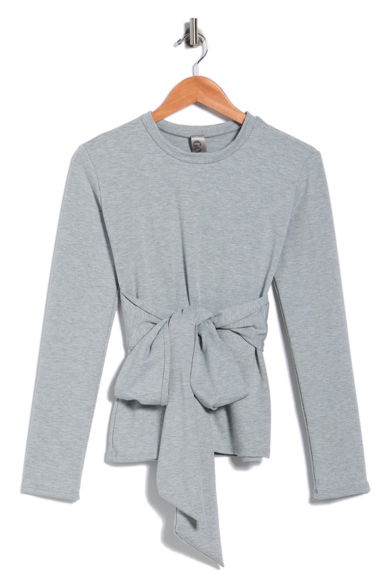Tie Front Pullover, Alternate, color, HEATHER GREY