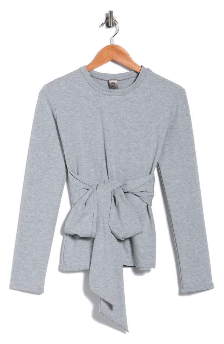 GO COUTURE Tie Front Pullover, Main, color, Heather Grey