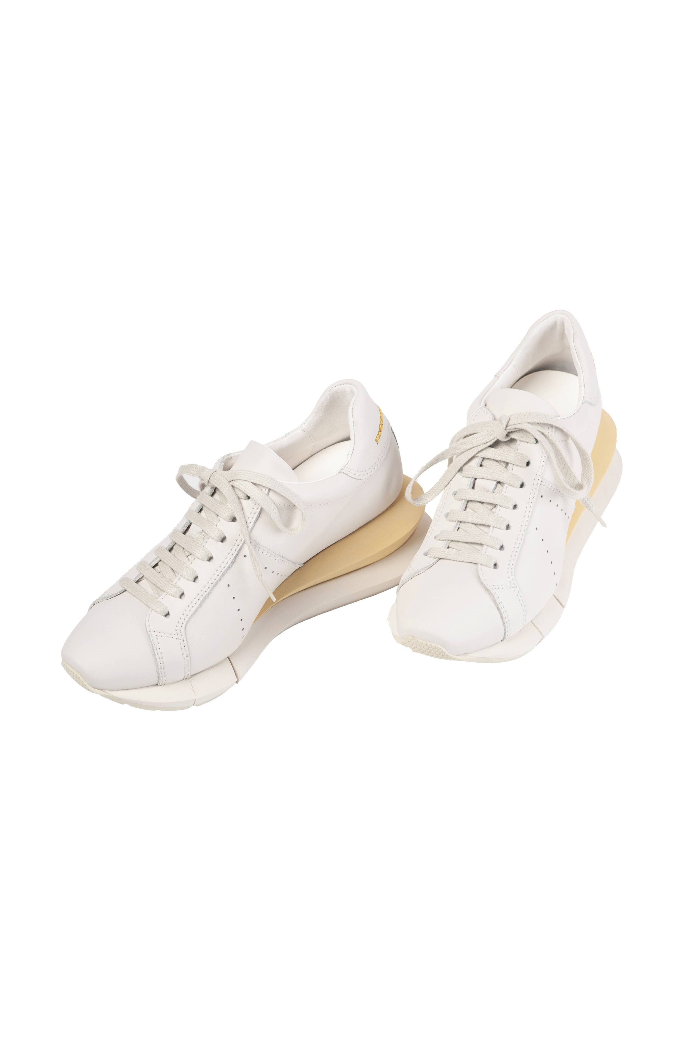 Paloma Barcelo Alenzon Wedge Sneaker, Alternate, color, White/ Gesso-S.yellow