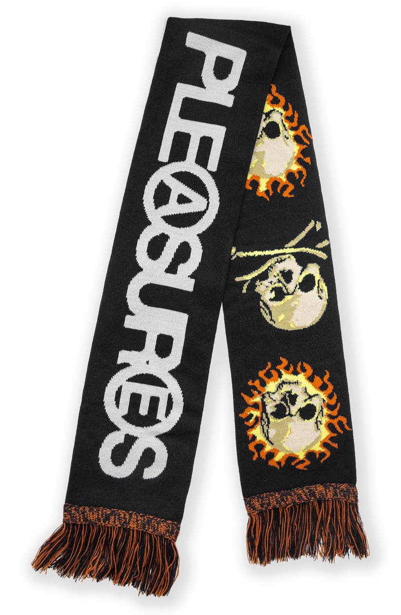 PLEASURES Zine Cotton Scarf, Alternate, color, Black
