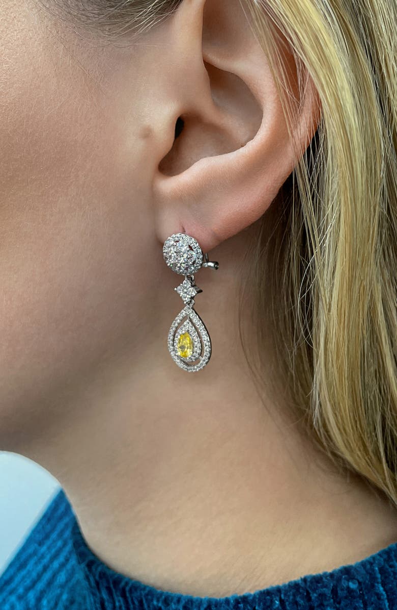 Sterling Forever Jennifer CZ Drop Earrings, Alternate, color, Silver