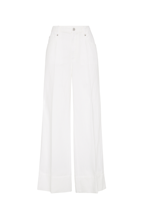 Brunello Cucinelli Cotton-linen Wide-leg Trousers In White