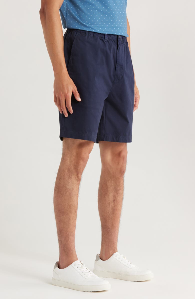 Quiet Golf Monogram Stretch Cotton Twill Shorts, Alternate, color, Navy
