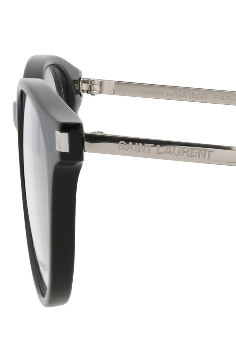 Saint Laurent 49mm Round Optical Glasses, Alternate, color, Black Silver Transparent