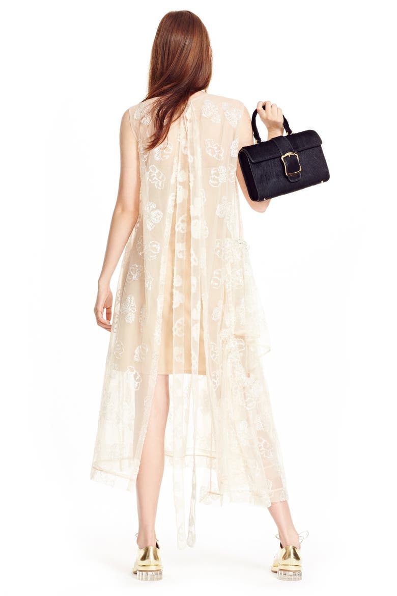 Tinsel Embroidered Button Front Chiffon Dress, Alternate, color, NUDE