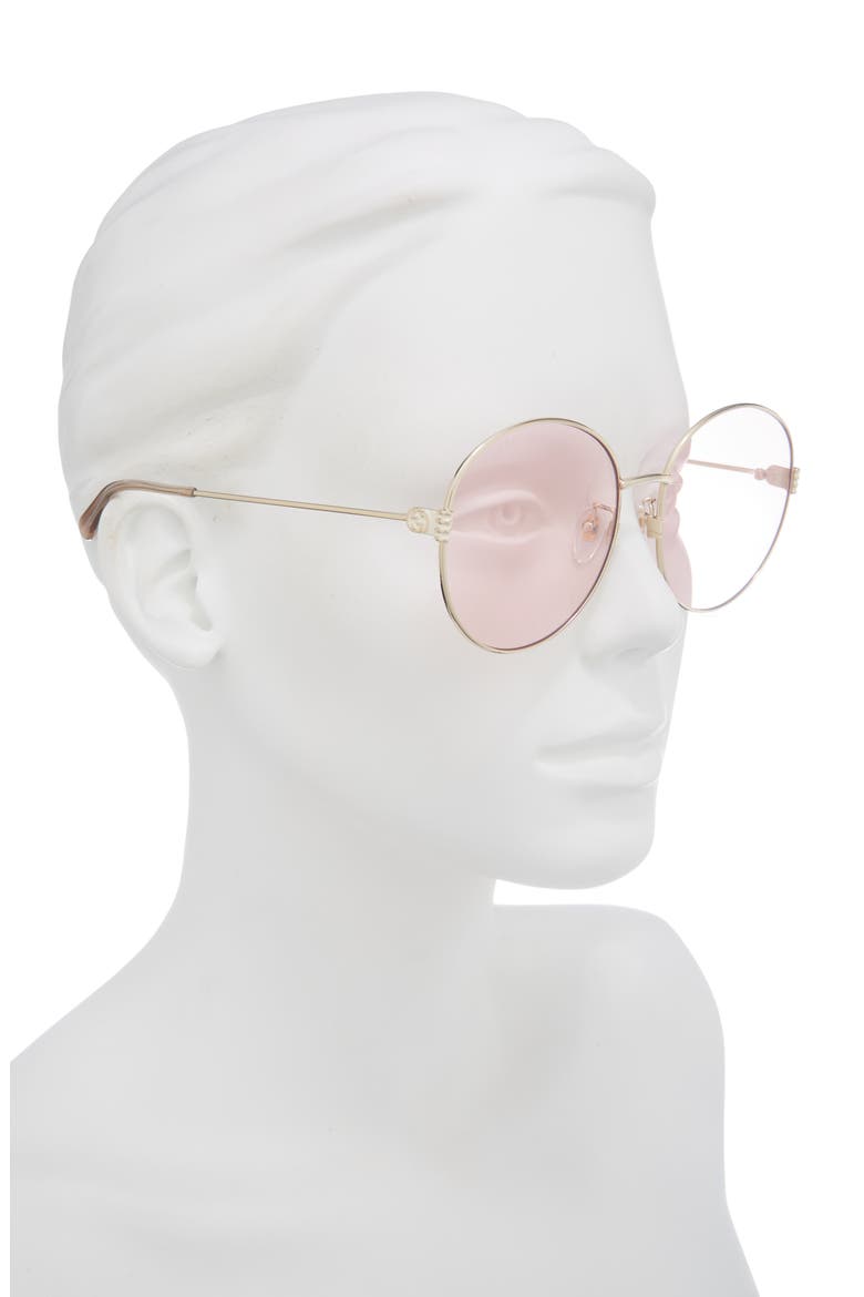 60mm Round Sunglasses, Alternate, color, GOLD GOLD PINK