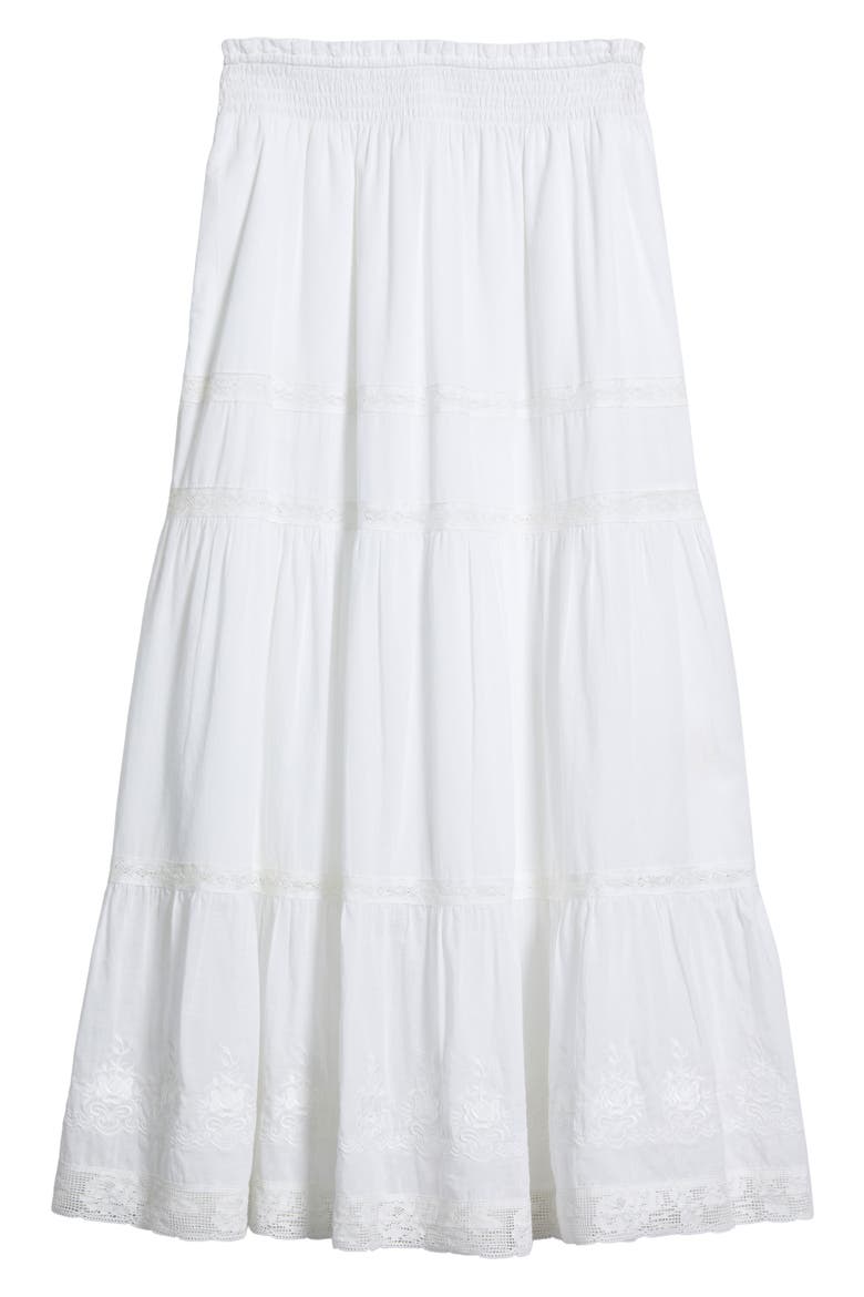 Kids' Sampaio Lace Trim Tiered Maxi Skirt, Alternate, color, WHITE