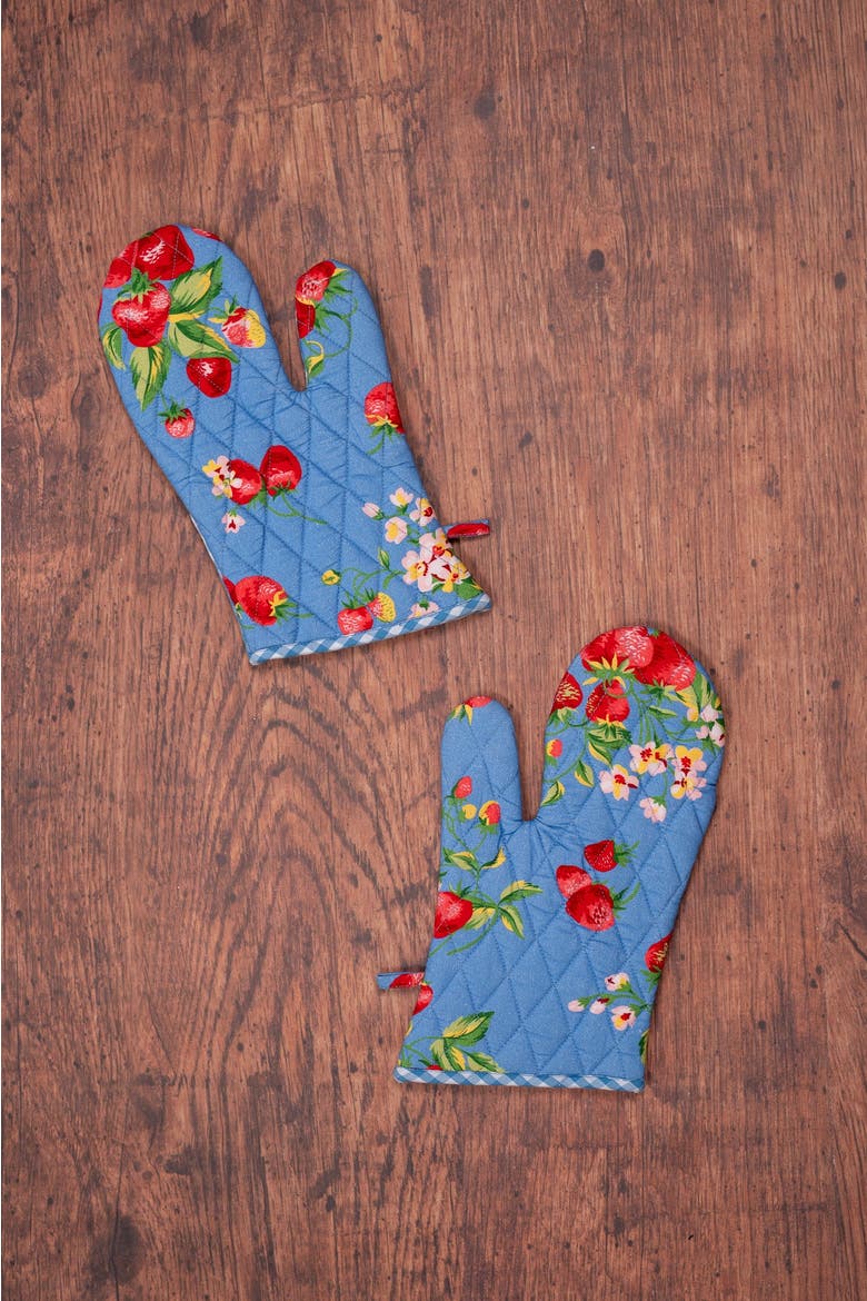 Strawberry Magic Oven Mitt, Set of 2, Alternate, color, Blue
