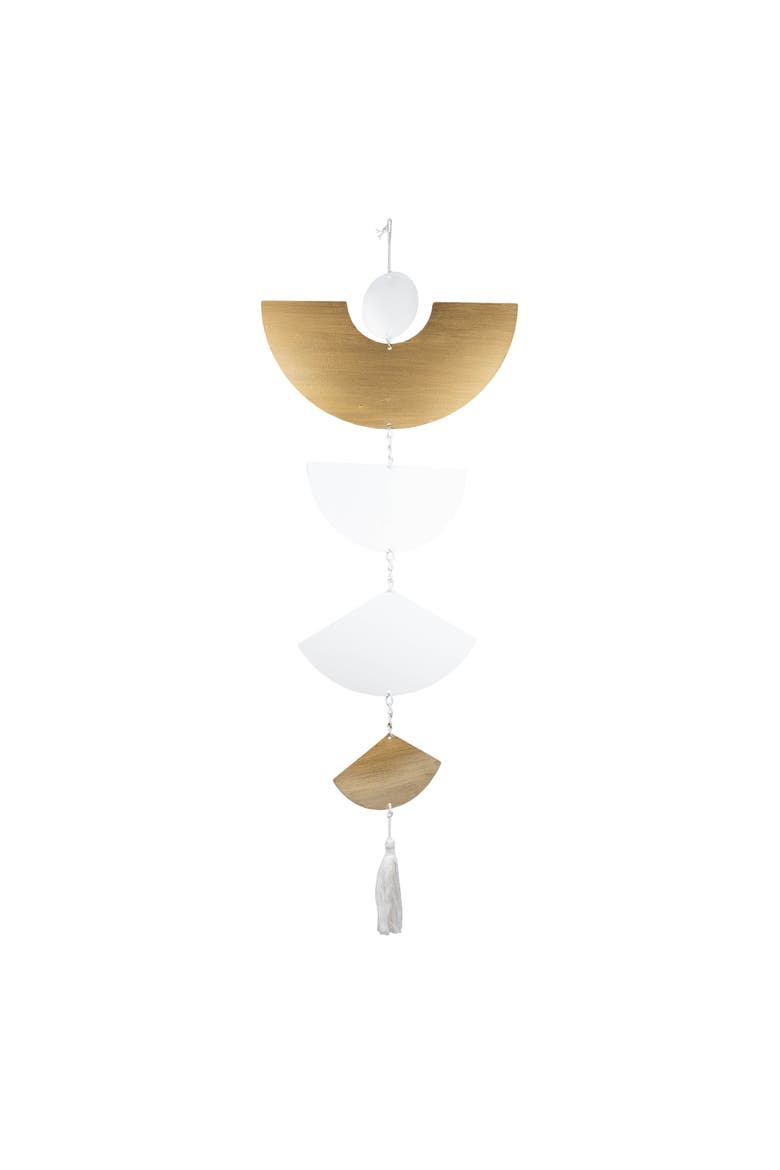 Geo Fan Shapes Wall Hanging Metal & Rope, Main, color, Brown