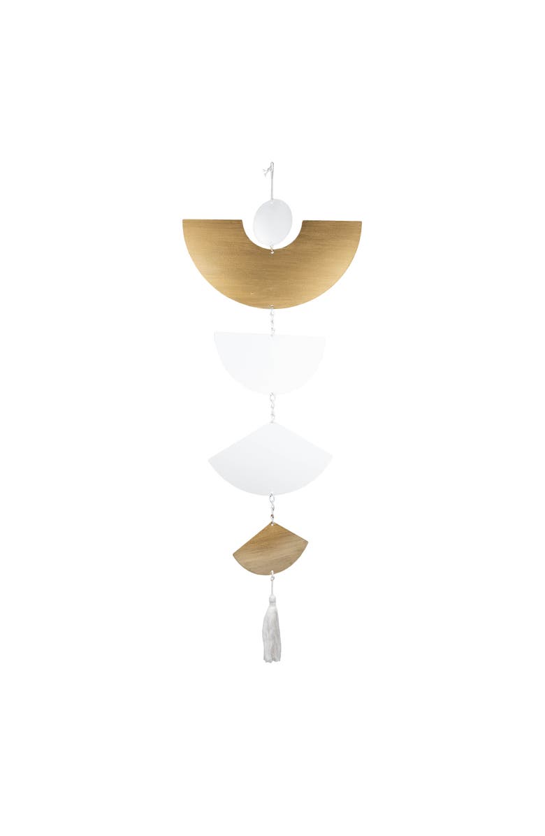Foreside Home and Garden Geo Fan Shapes Wall Hanging Metal & Rope, Main, color, Brown
