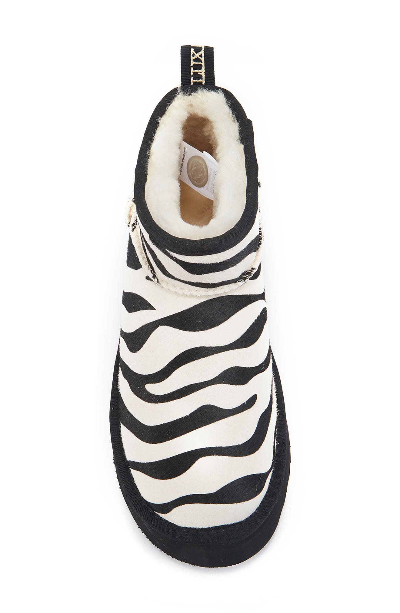Australia Luxe Collective Cosy Genuine Shearling Zebra Ultra Platform Bootie, Alternate, color, Zebra Mono