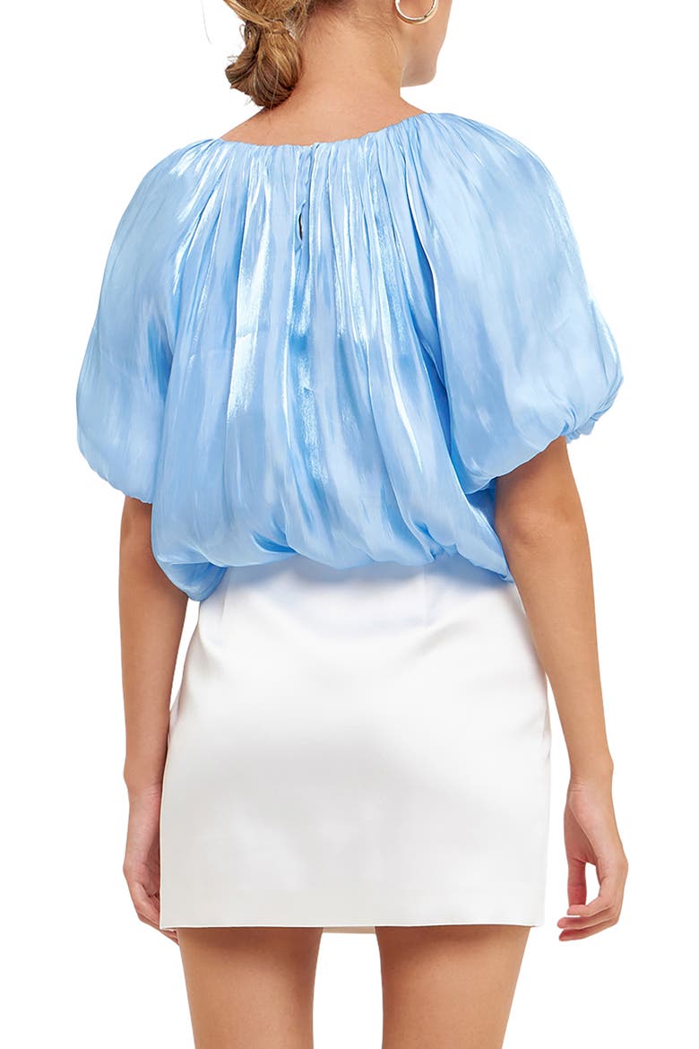Sheen Effect Blouson Top, Alternate, color, OCEAN BLUE