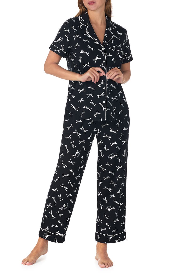 print crop pajamas, Main, color, BLACK/ IVORY