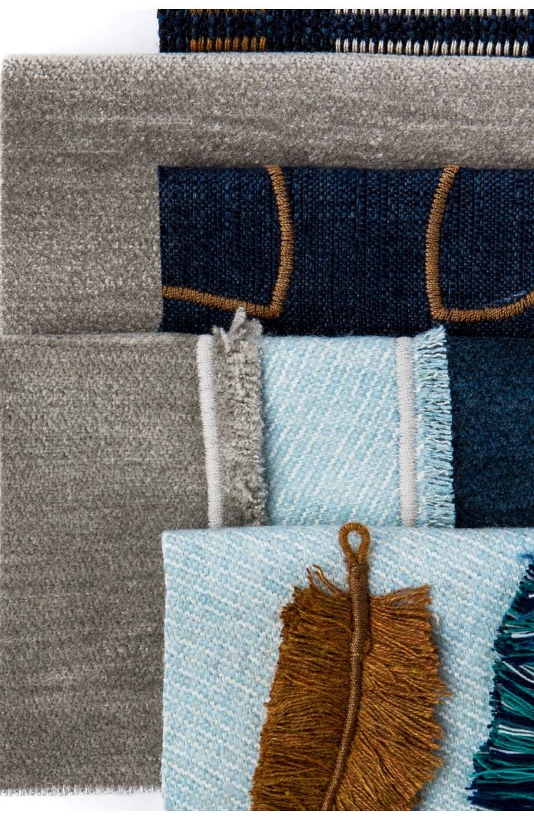 Elaine Smith Denim Days Hand Embroidered Indoor & Outdoor Woven Accent Pillow, Alternate, color, Denim