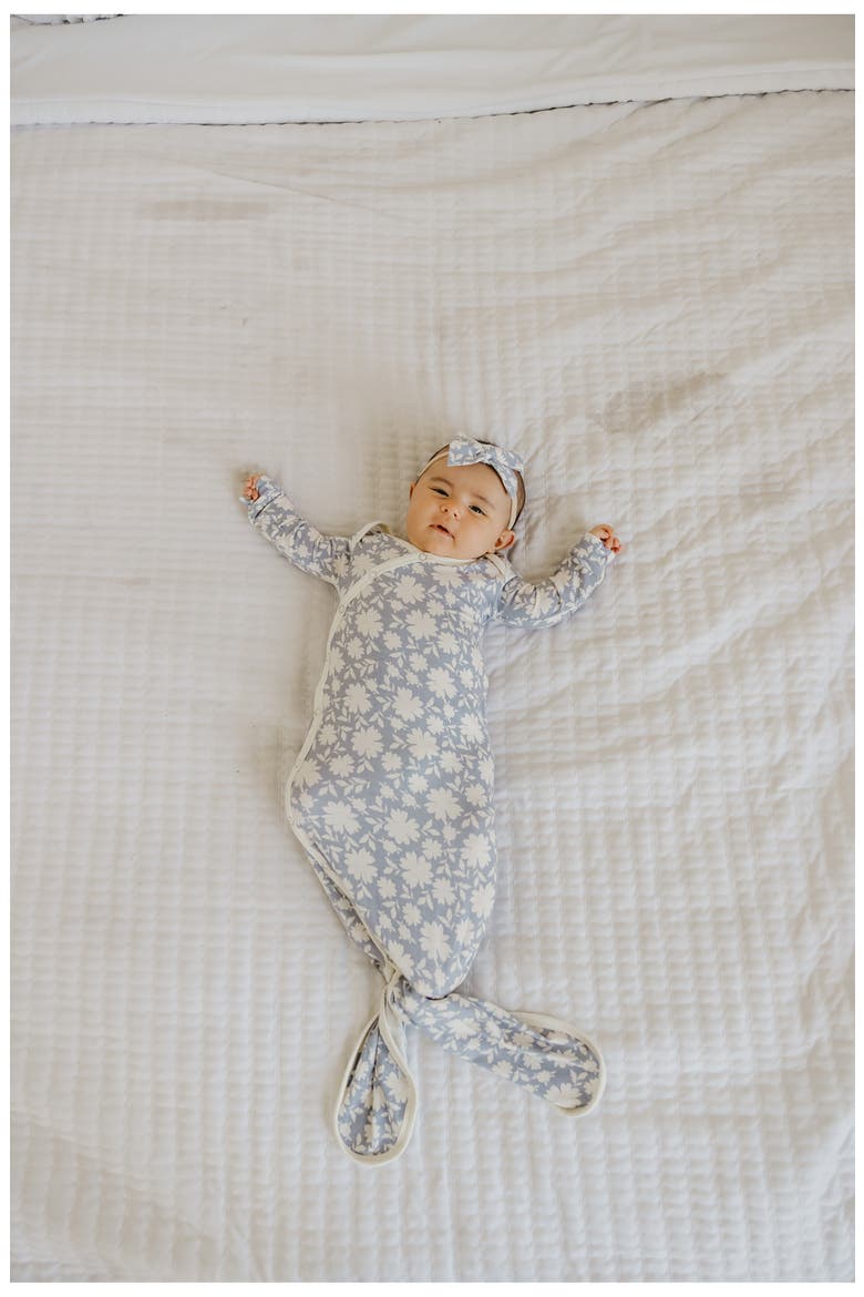 Zella Newborn Knotted Gown, Alternate, color, LACIE