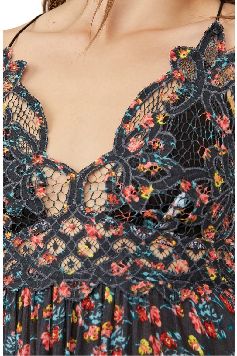 Adella Floral Frilled Chemise, Alternate, color, BLACK COMBO
