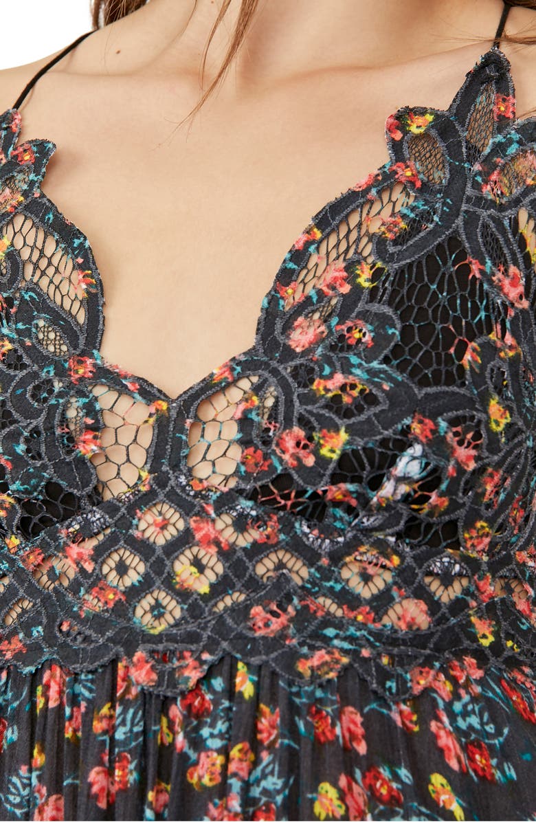 Free People Adella Floral Frilled Chemise, Alternate, color,