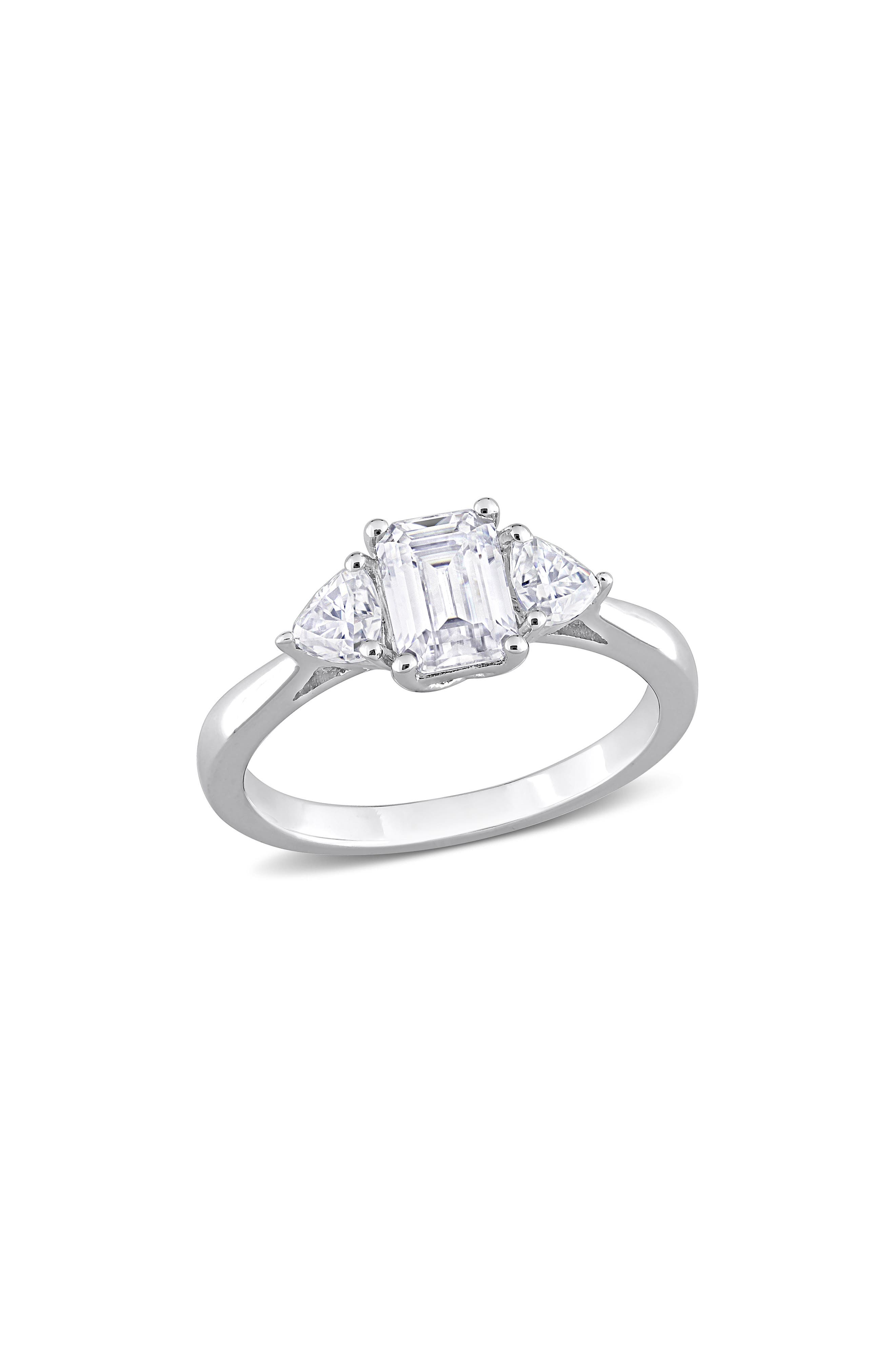 DELMAR Sterling Silver Lab Created Moissanite Ring