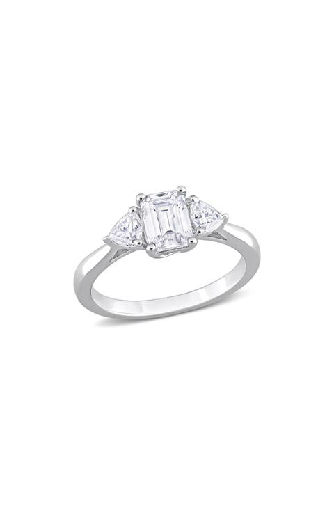 Sterling Silver Lab Created Moissanite Ring