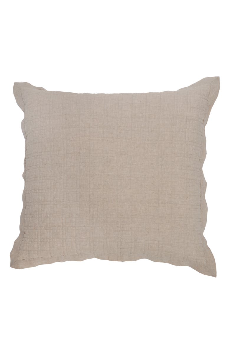 Pom Pom at Home Owen Quilted Linen Pillow Sham, Alternate, color, Flax