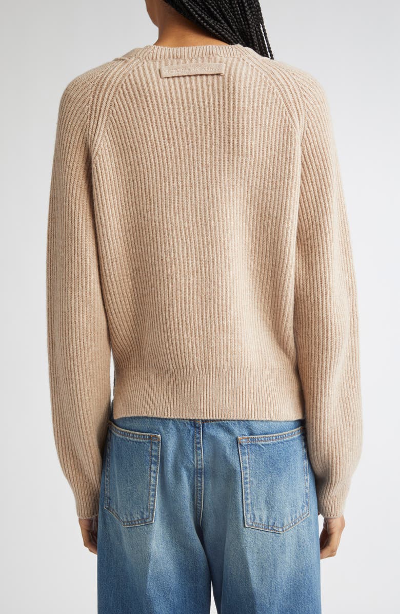 Victoria Beckham Wool & Cashmere Rib Cardigan, Alternate, color, Sand